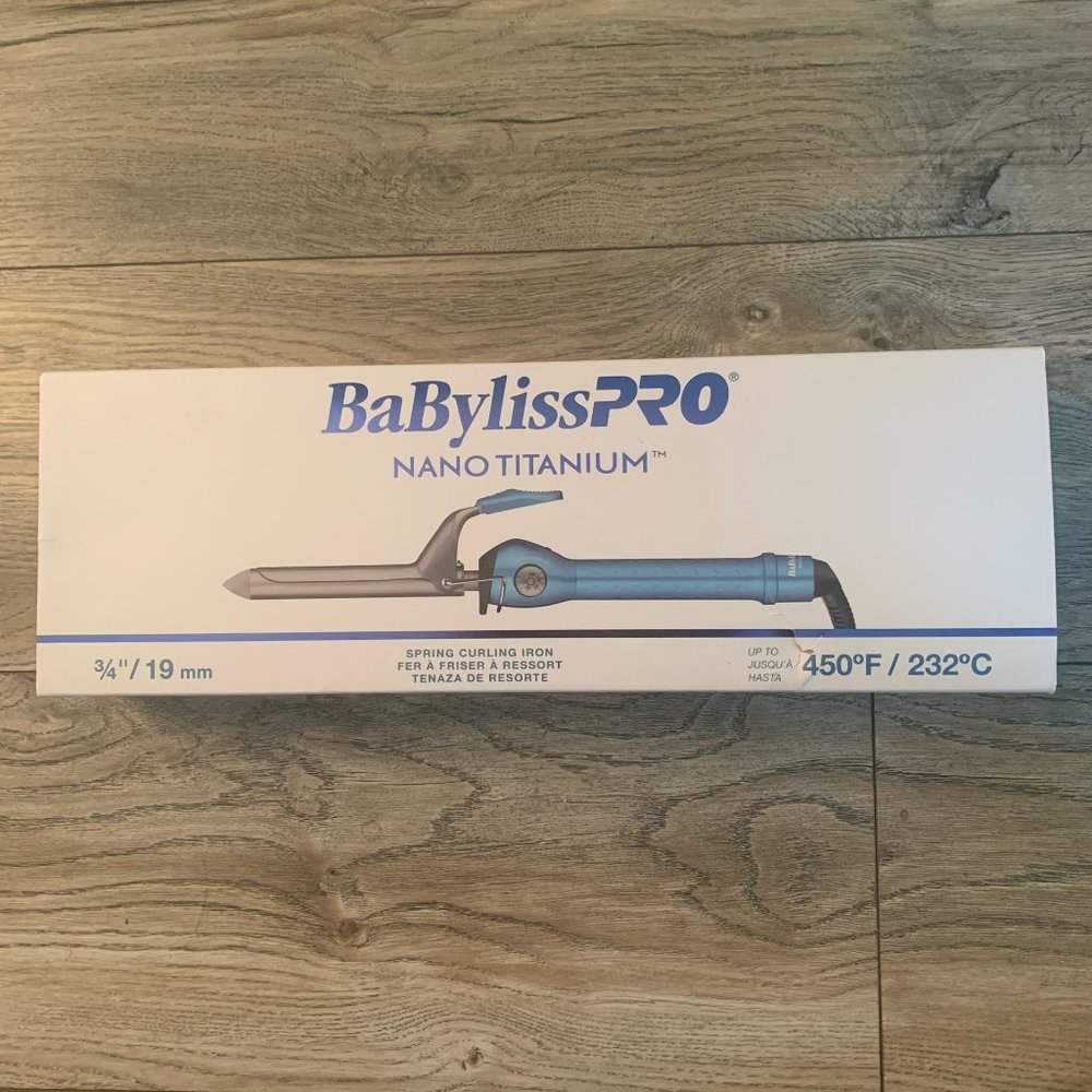 NEW BABYLISSPRO NANO TITANIUM SPRING CURLING IRON 3/4"